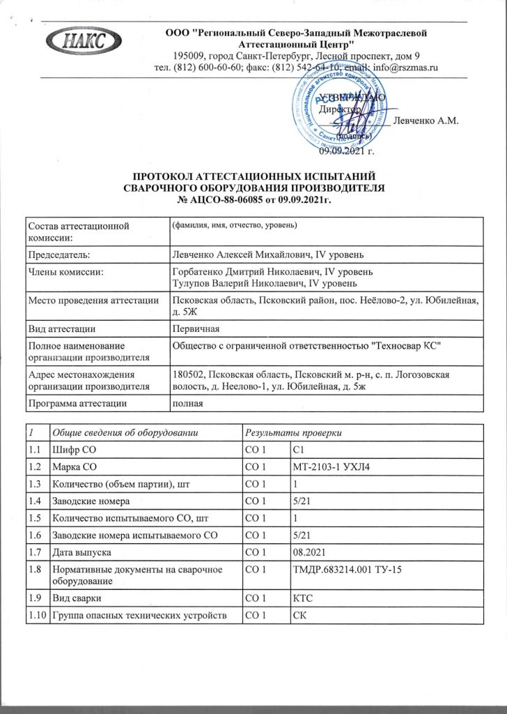 Протокол аттестационных испытаний